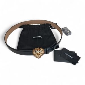 Dolce & Gabbana Women's Devotion Black Lux Leather Belt 90/36